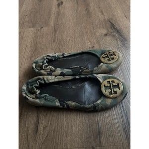 Tory Burch Reva Women's camouflage Ballet Medallion Logo 7.5